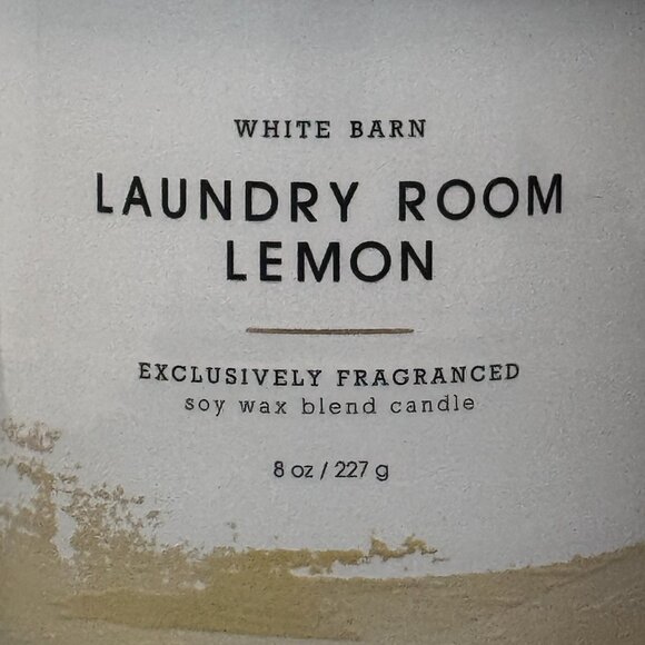 BBW Laundry Room Lemon White Barn Bath & Body Works Single Wick Candle - Picture 3 of 10
